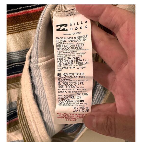 Billabong Multicolor Striped Hoodie Sweater - Picture 6 of 8